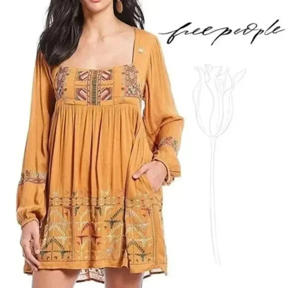 Free People Rhiannon Embroidered Mini Dress - Picture 1 of 9